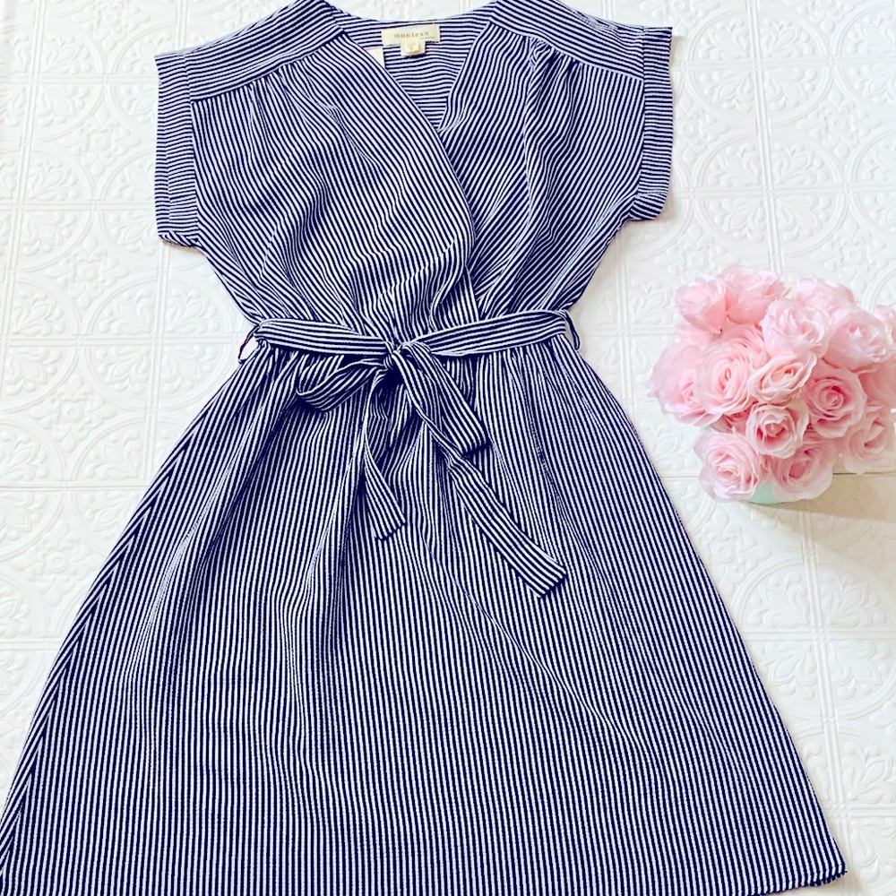 Navy and White Striped Summer Wrap Dress
